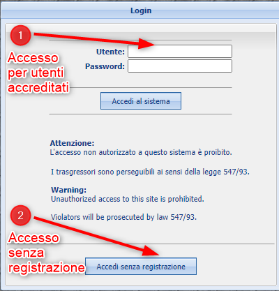 Schermata di Login